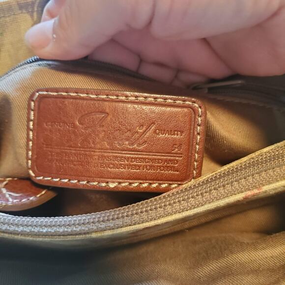 Vintage Fossil Premium Floral Print Canvas Leather No. 054 Purse Shoulder Bag - Picture 9 of 11